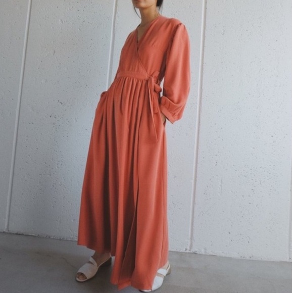 Selva Negra NWT Anita Maxi Wrap Dress Size 4 Orange Fuego - Picture 1 of 6